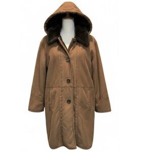 Faux Suede Faux Fur Lined Coat